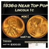 1936-d Lincoln Cent Near Top Pop 1c ms67 rd SEGS