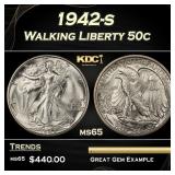 1942-s Walking Liberty Half Dollar 50c Grades ms65