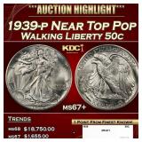 1939-p Walking Liberty Half Dollar Near Top Pop 50
