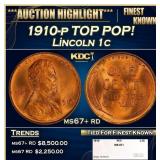 1910-p Lincoln Cent TOP POP! 1c ms67+ rd SEGS