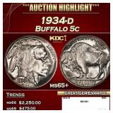 1934-d Buffalo Nickel 5c ms65+ SEGS