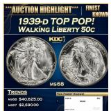 1939-d Walking Liberty Half Dollar TOP POP! 50c ms