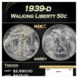 1939-d Walking Liberty Half Dollar 50c ms66+ SEGS