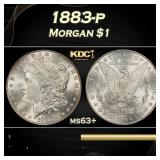 1883-p Morgan Dollar $1 Grades ms63+
