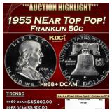 1955 Proof Franklin Half Dollar NEar Top Pop! 50c