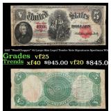1907 $5 Large Size Legal Tender Note "WoodChopper"