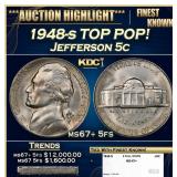 1948-s Jefferson Nickel TOP POP! 5c ms67+ 5fs SEGS