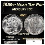 1939-p Mercury Dime Near Top Pop 10c ms67 FSB SEGS