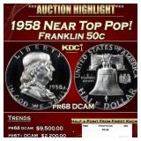 1958 Proof Franklin Half Dollar Near Top Pop! 50c