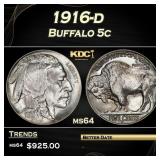 1916-d Buffalo Nickel 5c Grades ms64