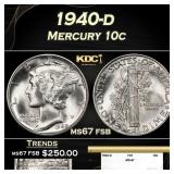 1940-d Mercury Dime 10c ms67 fsb SEGS
