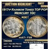 1917-p Mercury Dime Rainbow Toned TOP POP! 10c ms6