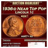 1936-d Lincoln Cent Near Top Pop 1c ms67+ rd SEGS