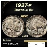 1937-p Buffalo Nickel 5c ms67 SEGS