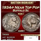 1934-p Buffalo Nickel Near Top Pop 5c ms66+ SEGS