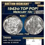 1943-d Mercury Dime TOP POP! 10c ms68+ FSB SEGS