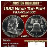 1952 Proof Franklin Half Dollar Near Top Pop! 50c