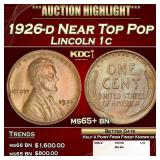 1926-d Lincoln Cent Near Top Pop 1c ms65+ bn SEGS
