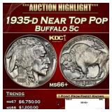 1935-d Buffalo Nickel Near Top Pop 5c ms66+ SEGS