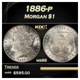 1886-p Morgan Dollar $1 Grades ms66