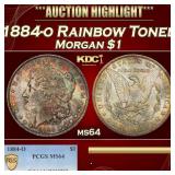 PCGS 1884-o Morgan Dollar Rainbow Toned $1 ms64 PC
