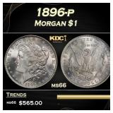 1896-p Morgan Dollar $1 Grades ms66