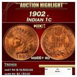 1902 Indian Cent . 1c ms66+ rd SEGS