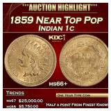 1859 Indian Cent Near Top Pop 1c ms66+ SEGS