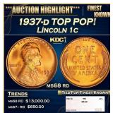 1937-d Lincoln Cent TOP POP! 1c ms68 rd SEGS