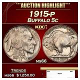 1915-p Buffalo Nickel 5c ms66 SEGS