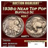 1938-d Buffalo Nickel Near Top Pop 5c ms67+ SEGS