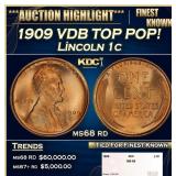 1909 VDB Lincoln Cent TOP POP! 1c ms68 rd SEGS
