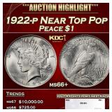 1922-p Peace Dollar Near Top Pop $1 ms66+ SEGS