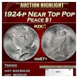 1924-p Peace Dollar Near Top Pop $1 ms67+ SEGS