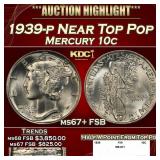 1939-p Mercury Dime Near Top Pop 10c ms67+ FSB SEG