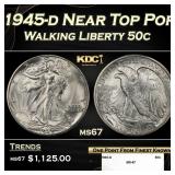 1945-d Walking Liberty Half Dollar Near Top Pop 50