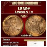 1918-p Lincoln Cent 1c ms66+ rd SEGS