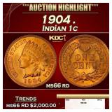 1904 Indian Cent . 1c ms66 rd SEGS