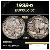 1938-d Buffalo Nickel 5c ms67 SEGS