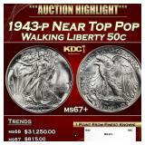 1943-p Walking Liberty Half Dollar Near Top Pop 50