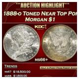 1888-o Morgan Dollar Toned Near Top Pop $1 ms66+ S