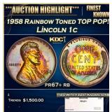 1958 Proof Lincoln Cent Rainbow Toned TOP POP! 1c