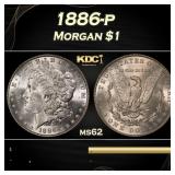 1886-p Morgan Dollar $1 Grades ms62