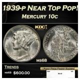 1939-p Mercury Dime Near Top Pop! 10c ms68 SEGS