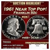 1961 Proof Franklin Half Dollar Near Top Pop! 50c