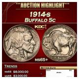1914-s Buffalo Nickel 5c ms65+ SEGS