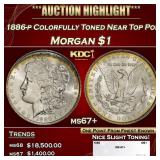 1886-p Morgan Dollar Colorfully Toned Near Top Pop