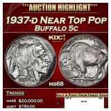 1937-d Buffalo Nickel Near Top Pop 5c ms68 SEGS