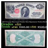1917 $1 Large Size Legal Tender Note Grades vf+ Si