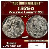 1935-d Walking Liberty Half Dollar 50c ms65 SEGS
